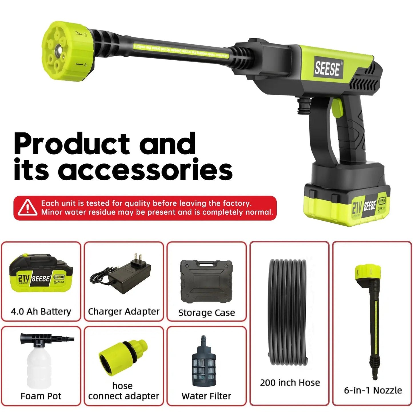 Seese Cordless Pressure Washer Kit – Portable High-Pressure Cleaner for Cars, Patios, Gardens & Home Use