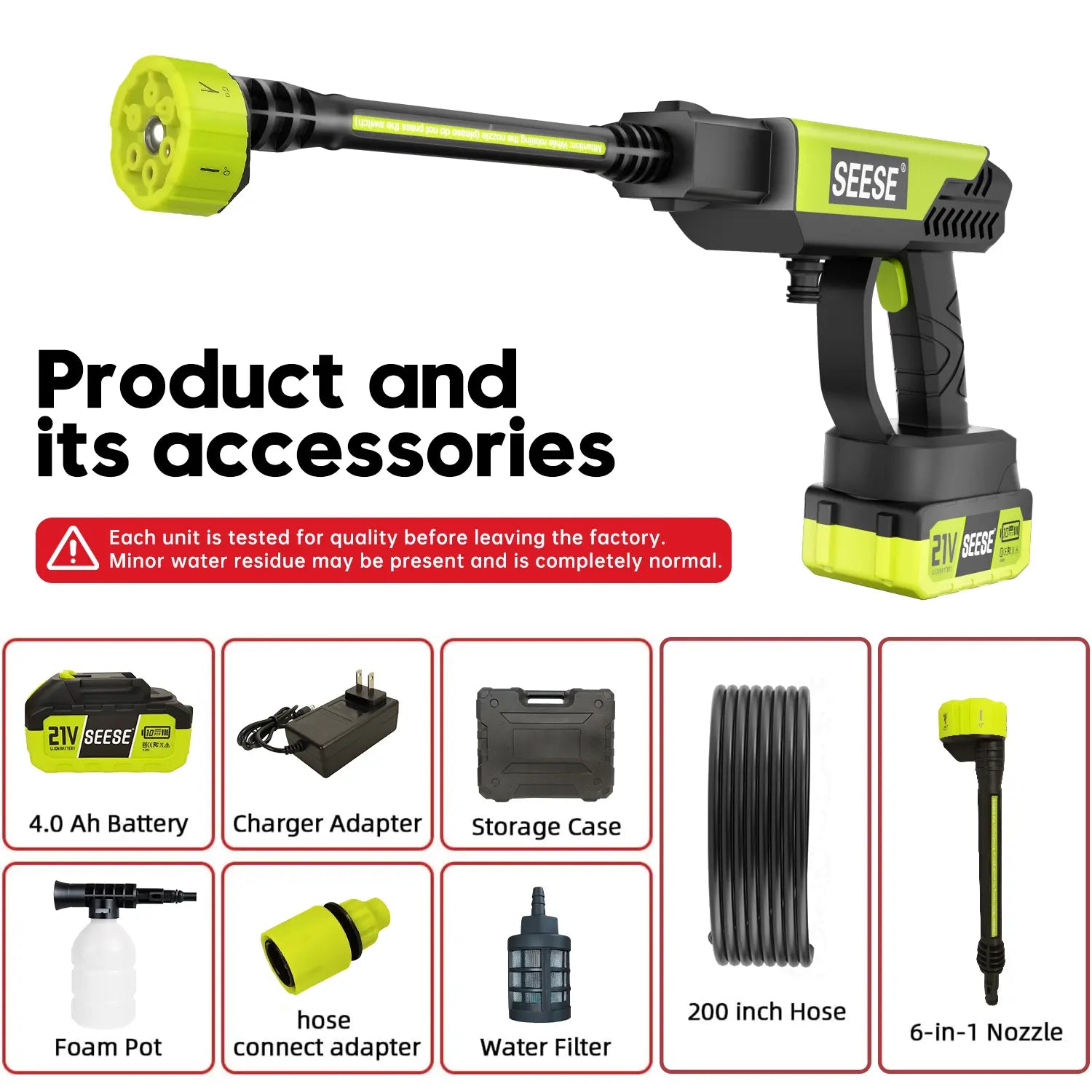 Seese Cordless Pressure Washer Kit – Portable High-Pressure Cleaner for Cars, Patios, Gardens & Home Use